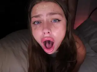 THROAT GOAT! Extra Sloppy Deep Throat and Fucked with Cum on Face! Spit Play Slut!