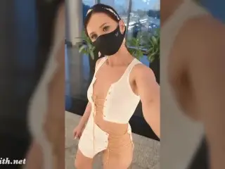 Jeny Smith Tests her new Suit. Flashing in Public