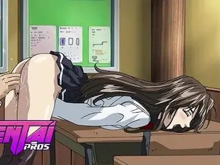 HentaiPros - Anime Schoolgirl Rubs Clit on Classmate Thinking of her Stepbro