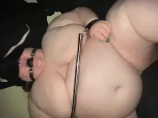 Ball Gagged Fat BBW Slut Gets Fucked Missionary with her Giant Tits Bouncing on her Belly