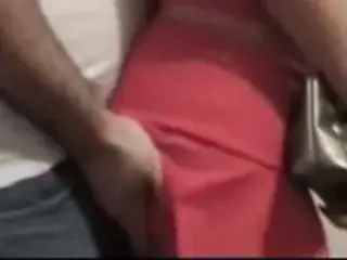 Big ass blonde getting groped in the bus