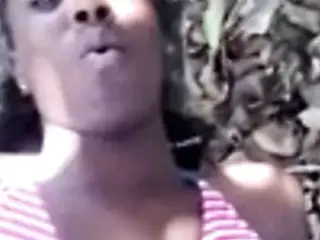 Grenadian girl taking big dick in the bush