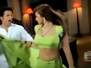 Ayesha Takia navel in green sari