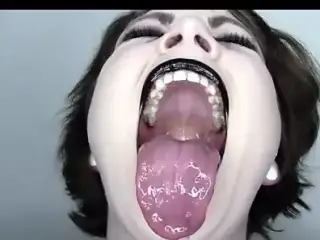 Glossy Black Lips and Dripping Wet Tongue Mouth Fetish