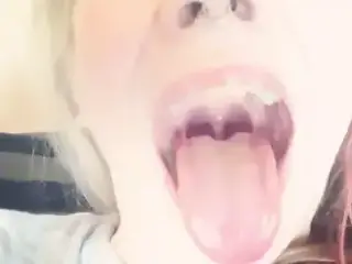 Hot Chick Showing Long Tongue, Uvula, Open Mouth Fetish