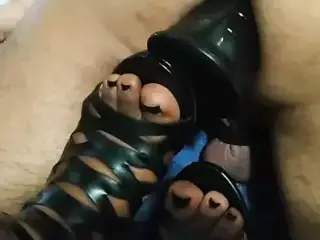 BDSM balls crushing and anal streching with high heels