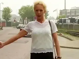 german milf picked up for brutal backseat threesome fuck