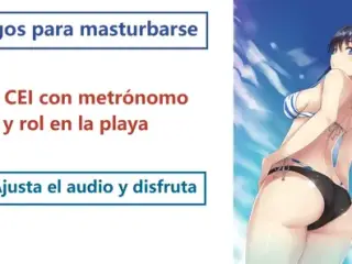 JOI CEI hentai, juego de rol en la playa + reto metronomo.