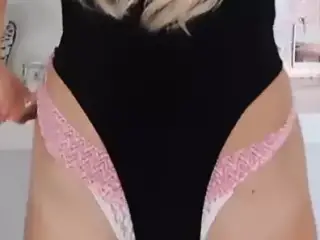 Try-On Blonde Panties Take Off