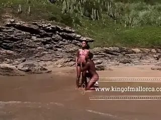 Hard and rough Big Black Cock Sex on Public Beach