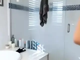 german fitness model nude in bathroom