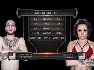 Mixed nude wrestling has Tori Avano fucked on the mat