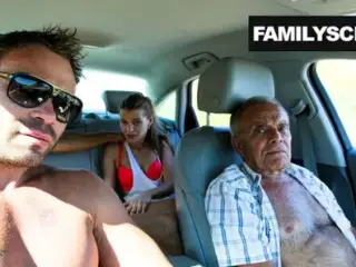 Street Slut Fucking with Grandpa, Step Son and Uncle