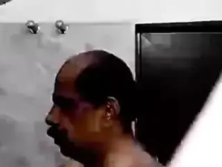 Desi old couple romance in bathroom