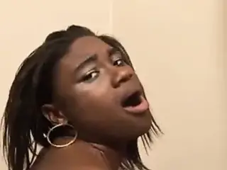 Black girl gets her boobs creamed after sucking and riding white dick