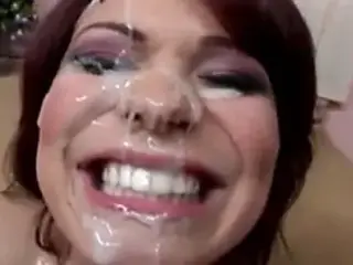 Redhead Paige Love sucks his cock for a huge facial