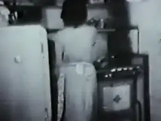 Vintage honey fucked by door to door salesman in kitchen