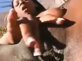 Hot Busty Ebony Clit Rubbing Sunny Outdoors