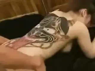 Tattooed Japanese geisha fucked hard doggy style