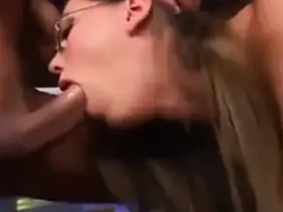 sexy girl in glasses fucks for cum