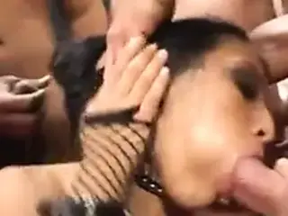 Latina anal whore JB gets gangbang