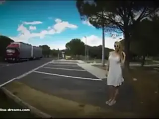 Flashing naked on a rest area for the truckers