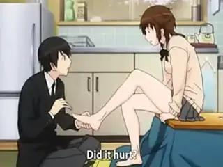 Anime foot fetish scene, nail clipping