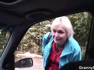 70 years old granny gets banged roadside