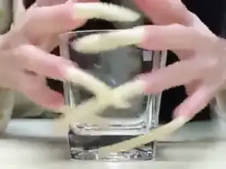 long natural nails and glass