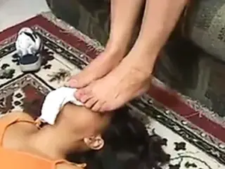 Brazilian girl sniffing old stinky feet