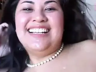 Very sexy asian BBW with lovely big tits enjoys a facial