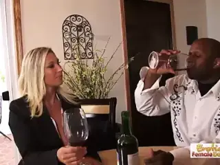 Free wine tasting turns into a black cock tasting