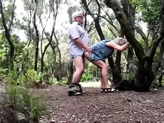 Grandpa fucking granny in the woods