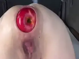 Giant anal apple insertions and fisting