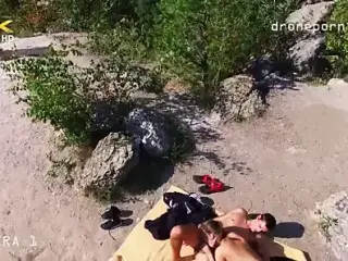 Nude beach sex, voyeurs video taken by a drone