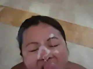 Asian amateur blowjob, facial, suck with cum on face