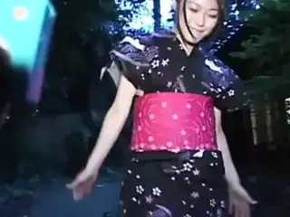 Remote Toyed Kimono girl in Public