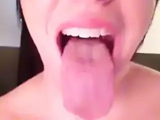 Teasing tongue - cum on it
