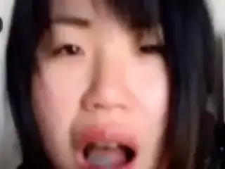 Asian cum in mouth spit