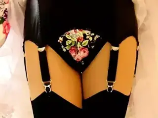 1950's Flower Dress And Black Underwear