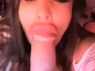 Huge ass lips sucking fake dick