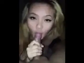 Blonde Asian College Slut Swallows Cum