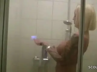 German Hot MILF Caught in Shower and Seduce to Fuck