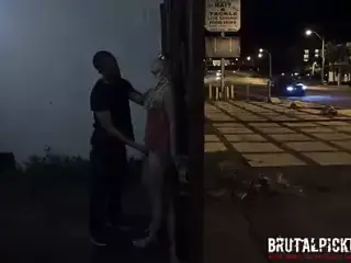 Hippie teen gets brutal pickup and wild sex on the street