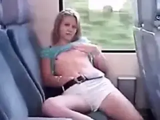 Hot girl mastrubating on train!