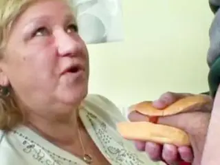 BBW Granny Loves Hot Dog With Young Dick