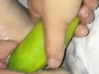 British wife, Cucumber fucking! She loves it!