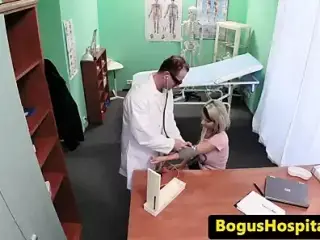 Creampied euro patient riding doctors dick