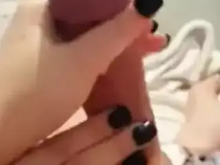 Sexy handjob with black nails