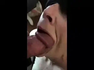 Blindfolded Cougar Mouth WIDE open for Cub COCK